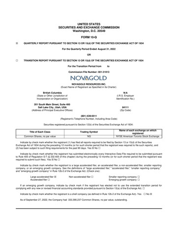 Thumbnail NovaGold Resources
 10-Q Quarterly Report FY2022 