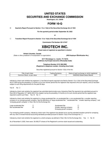 Thumbnail XBiotech 10-Q Quarterly Report FY 