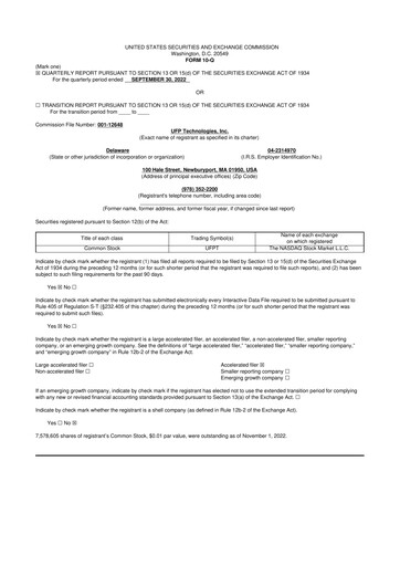 Vorschaubild UFP Technologies
 10-Q Quartalsbericht 2022 