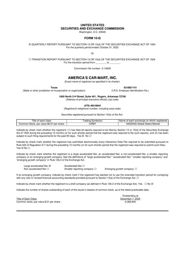 Thumbnail America's Car-Mart 10-Q Quarterly Report FY2023 