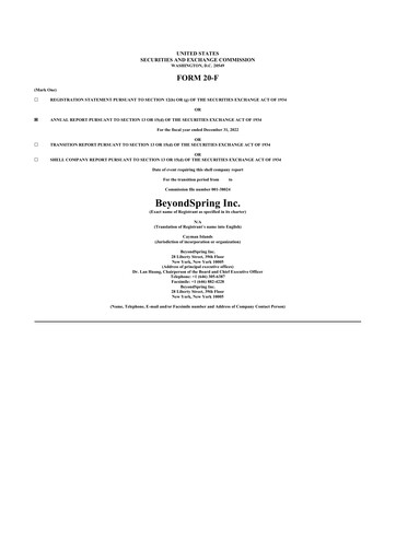 Vorschaubild BeyondSpring 20-F Jahresbericht 2022