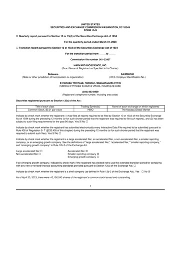 Vorschaubild Harvard Bioscience 10-Q Quartalsbericht 2023 