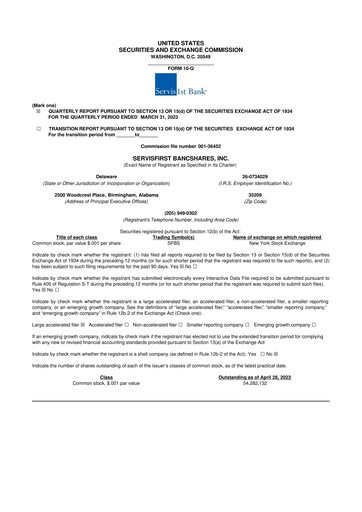 Thumbnail ServisFirst Bancshares 10-Q Quarterly Report FY2023 