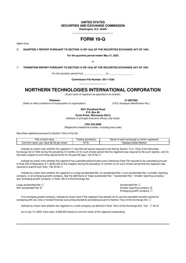 Thumbnail Northern Technologies International 10-Q Quarterly Report FY2023 