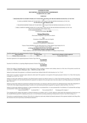 Vorschaubild Portage Biotech 20-F Jahresbericht 2022