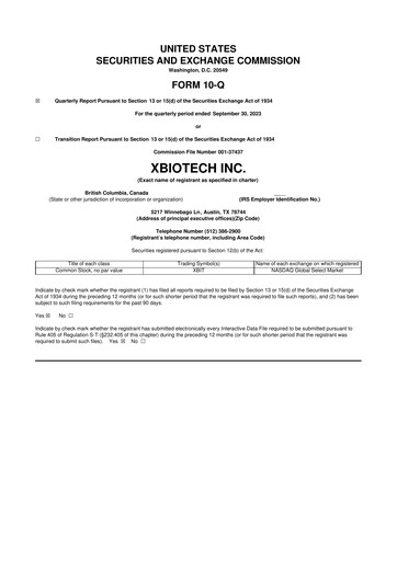 Thumbnail XBiotech 10-Q Quarterly Report FY 