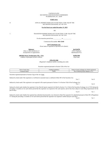 Thumbnail UFP Technologies
 10-K Annual Report 2023