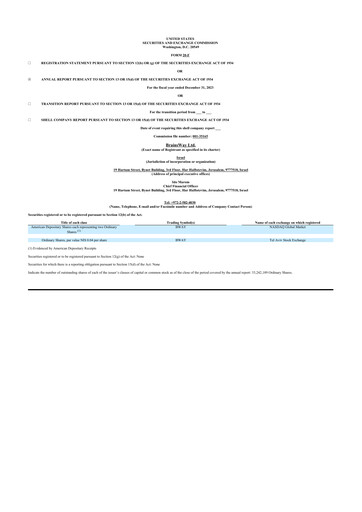 Vorschaubild BrainsWay 20-F Jahresbericht 2023