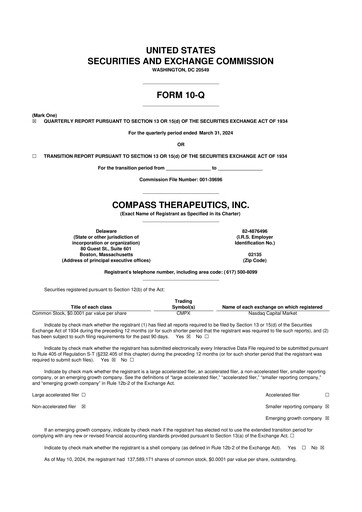 Thumbnail Compass Therapeutics 10-Q Quarterly Report FY 