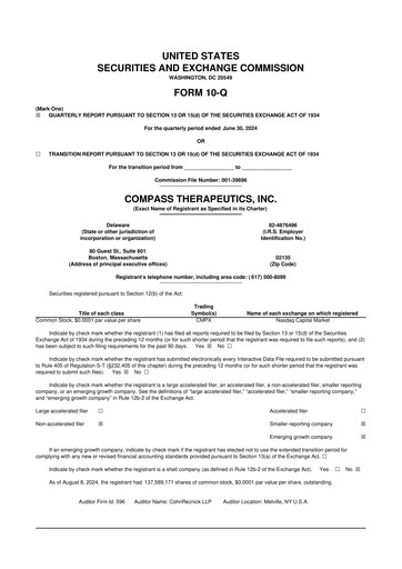 Thumbnail Compass Therapeutics 10-Q Quarterly Report FY 