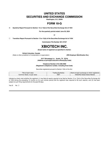 Thumbnail XBiotech 10-Q Quarterly Report FY 