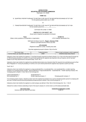 Thumbnail America's Car-Mart 10-Q Quarterly Report FY2024 