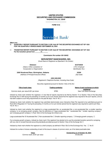 Thumbnail ServisFirst Bancshares 10-Q Quarterly Report FY2024 