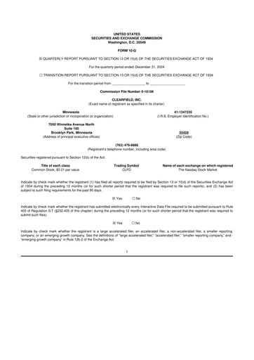 Thumbnail Clearfield 10-Q Quarterly Report FY2025 