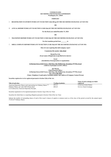 Vorschaubild BrainsWay 20-F Jahresbericht 2024