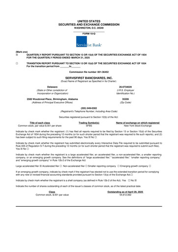 Thumbnail ServisFirst Bancshares 10-Q Quarterly Report FY2025 