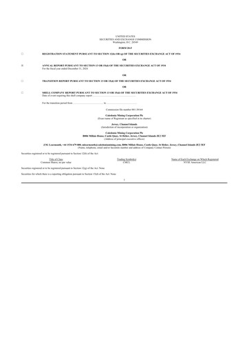 Thumbnail Caledonia Mining 20-F Annual Report 2024