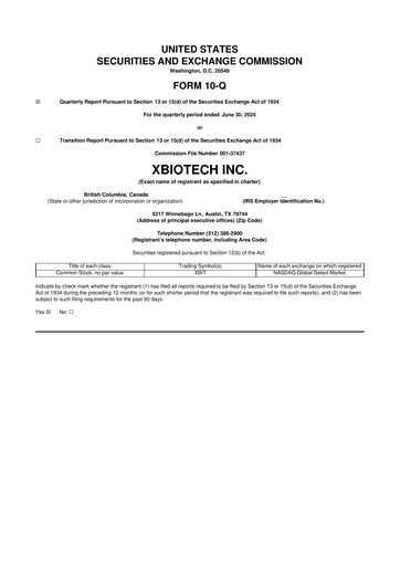 Thumbnail XBiotech 10-Q Quarterly Report FY 