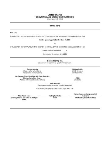 Vorschaubild BeyondSpring 10-Q Quartalsbericht 2025 