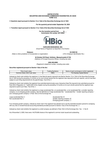 Vorschaubild Harvard Bioscience 10-Q Quartalsbericht 2025 