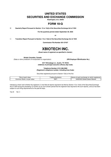 Thumbnail XBiotech 10-Q Quarterly Report FY 