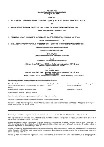 Thumbnail BrainsWay 20-F Annual Report 