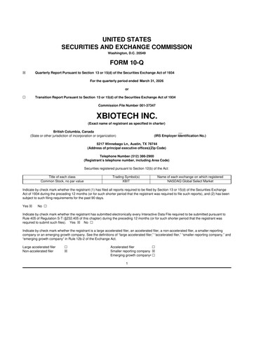 Thumbnail XBiotech 10-Q Quarterly Report FY2026 