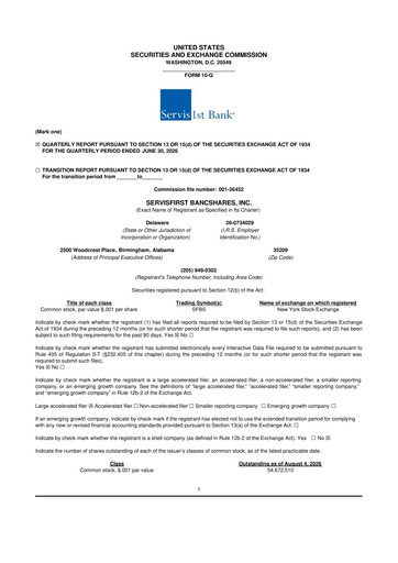 Thumbnail ServisFirst Bancshares 10-Q Quarterly Report FY2026 