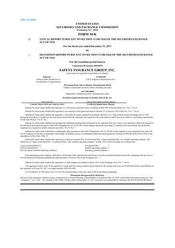 Thumbnail Safety Insurance
 10-K Annual Report 2017