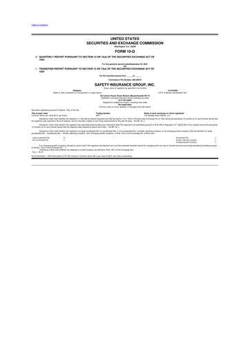 Thumbnail Safety Insurance
 10-Q Quarterly Report FY2023 