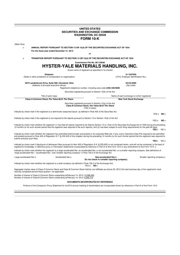 Thumbnail Hyster-Yale Materials Handling 10-K Annual Report 2012