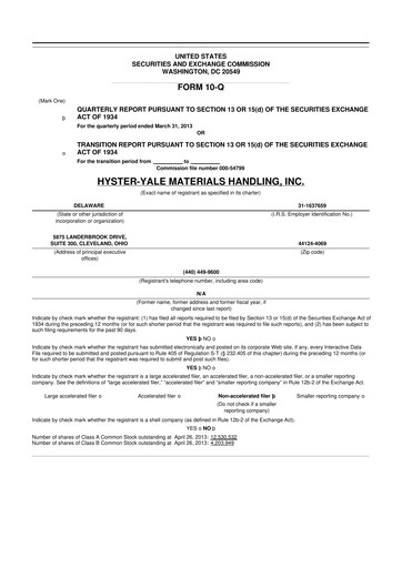 Thumbnail Hyster-Yale Materials Handling 10-Q Quarterly Report FY2013 
