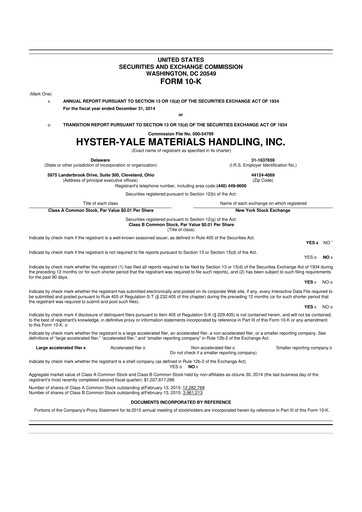 Thumbnail Hyster-Yale Materials Handling 10-K Annual Report 2014