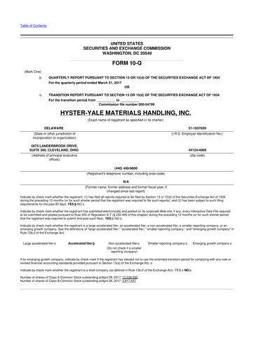 Thumbnail Hyster-Yale Materials Handling 10-Q Quarterly Report FY2017 