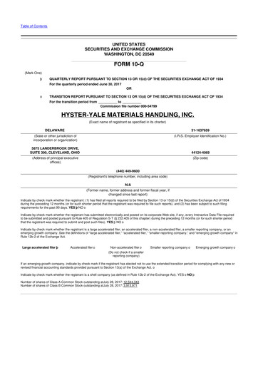 Thumbnail Hyster-Yale Materials Handling 10-Q Quarterly Report FY2017 