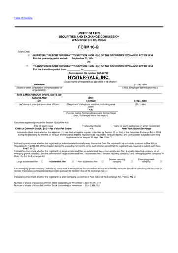 Thumbnail Hyster-Yale Materials Handling 10-Q Quarterly Report FY2024 