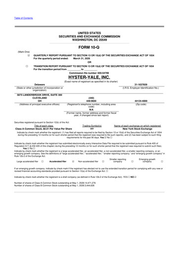 Thumbnail Hyster-Yale Materials Handling 10-Q Quarterly Report FY2026 