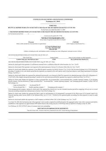 Thumbnail Nicolet Bankshares 10-K Annual Report 2020