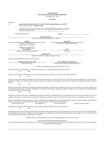 Thumbnail Shoe Carnival
 10-K Annual Report 2012