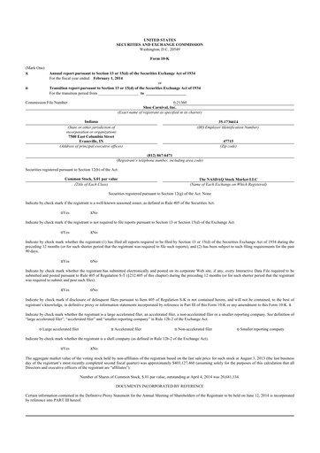 Thumbnail Shoe Carnival
 10-K Annual Report 2013