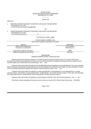 Thumbnail Sturm, Ruger & Co 10-Q Quarterly Report FY 