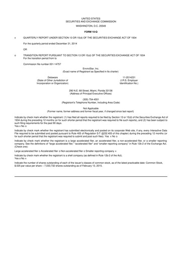 Thumbnail EVI Industries 10-Q Quarterly Report FY2015 