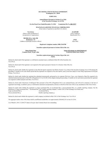 Thumbnail Peapack-Gladstone Financial 10-K Annual Report 2014