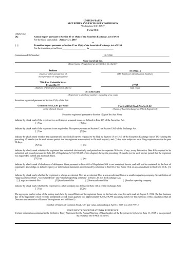 Thumbnail Shoe Carnival
 10-K Annual Report 2014