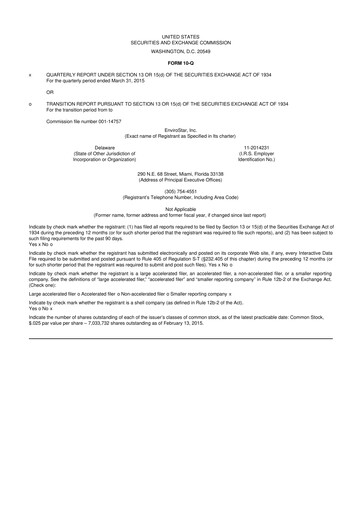 Thumbnail EVI Industries 10-Q Quarterly Report FY2015 