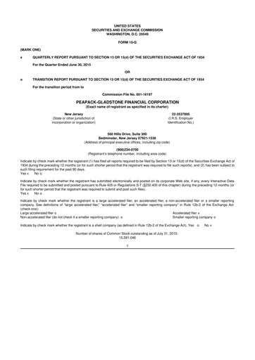 Thumbnail Peapack-Gladstone Financial 10-Q Quarterly Report FY2015 