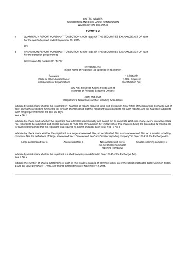 Thumbnail EVI Industries 10-Q Quarterly Report FY2016 