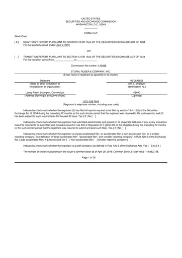 Thumbnail Sturm, Ruger & Co 10-Q Quarterly Report FY 