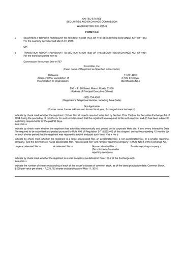 Thumbnail EVI Industries 10-Q Quarterly Report FY2016 