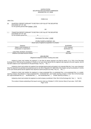 Thumbnail Sturm, Ruger & Co 10-Q Quarterly Report FY 